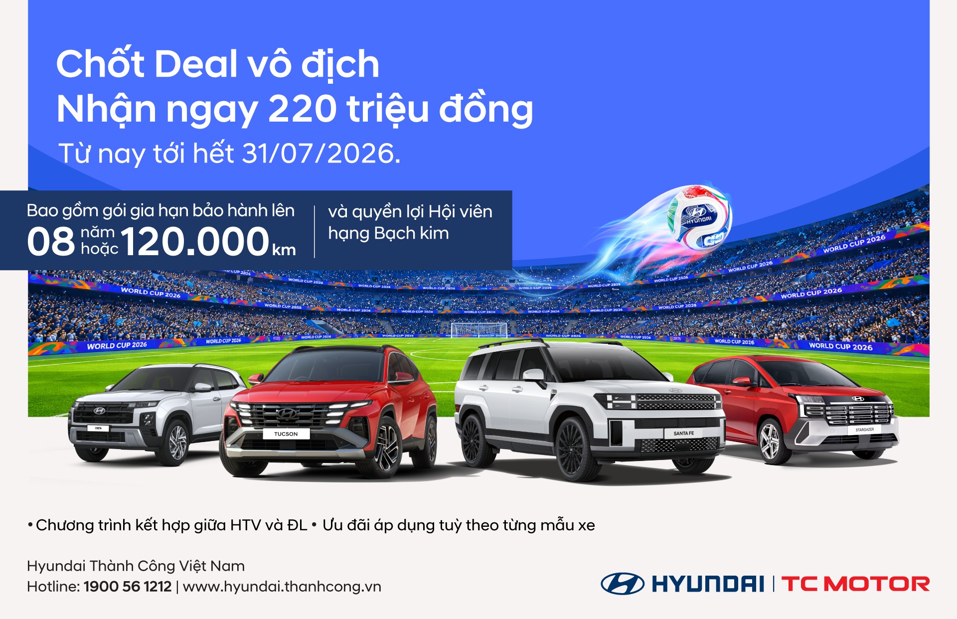 Hyundai Thành Công triển khai chương trình ưu đãi tháng 7 chốt deal vô địch - Nhận ngay 220 triệu đồng Hyundai Thành Công triển khai chương trình ưu đãi tháng 7 chốt deal vô địch - Nhận ngay 220 triệu đồng